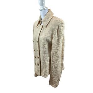 St. John Collection Ivory Double Breasted Boucle Blazer Ivory and Gold Button 10